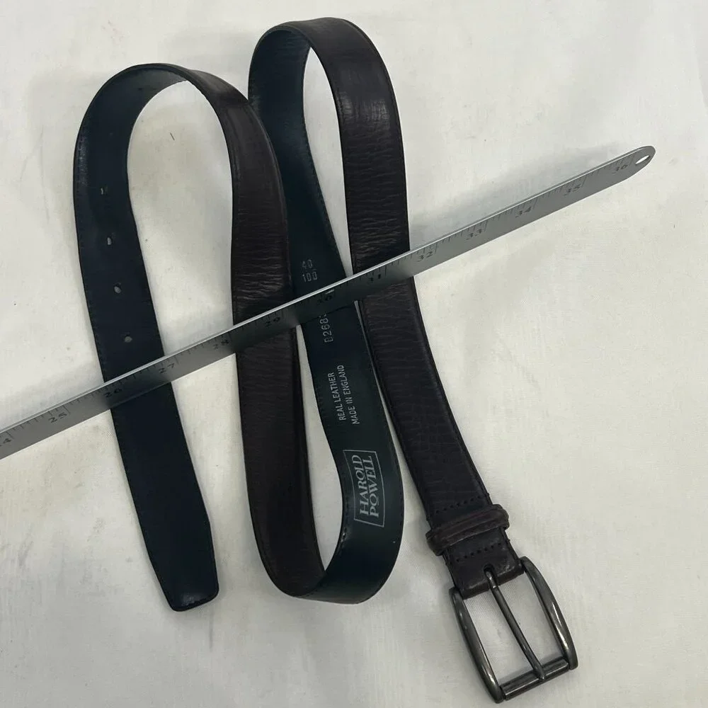 Harold‎ Powell Real Leather Textured Belt Made In England Brown 40